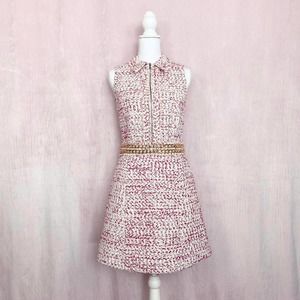 Alice + Olivia Ellis Zip Front Dress with Chain Trim, Size 8